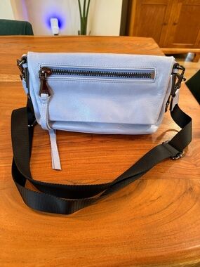 Aimee Kestenberg Periwinkle Leather Crossbody Bag with Black Adjustable Strap